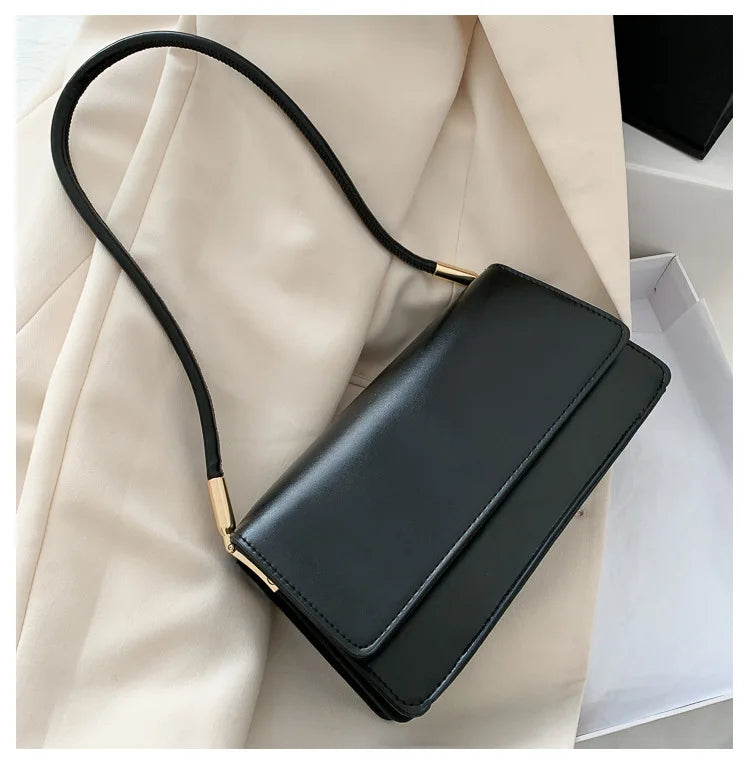 New Women's Fashion Handbags Retro Solid Color PU Leather Shoulder Underarm Bag Casual Women Hobos Handbags сумка женская Trend
