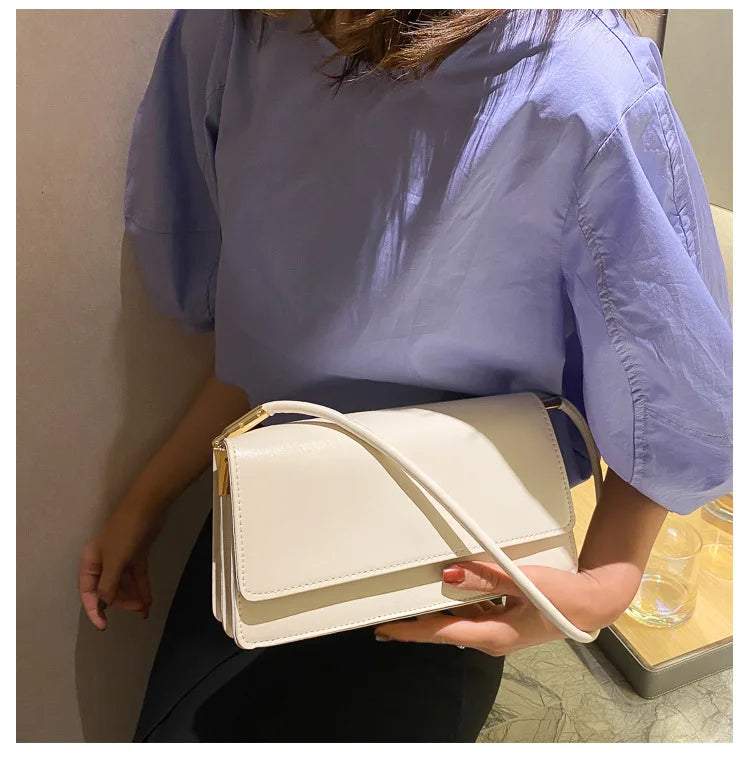 New Women's Fashion Handbags Retro Solid Color PU Leather Shoulder Underarm Bag Casual Women Hobos Handbags сумка женская Trend
