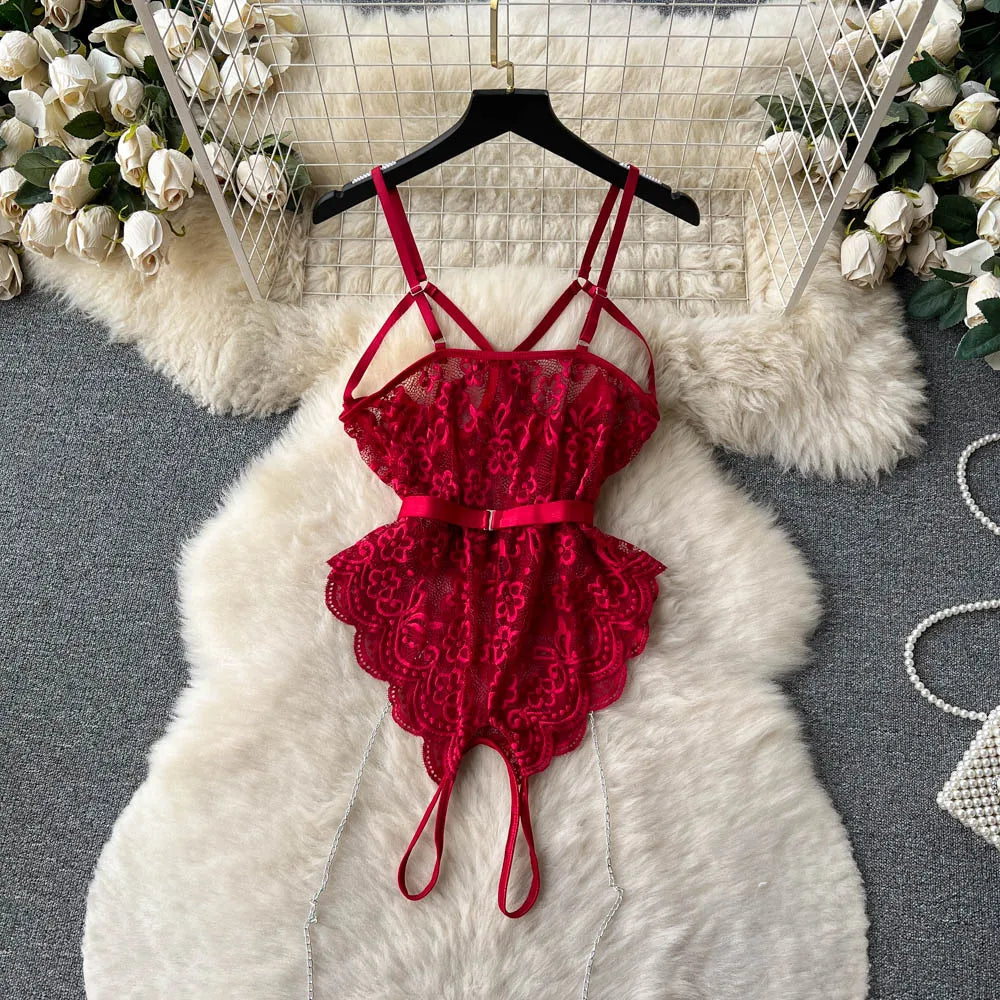 Summer Sexy Bow Collar Jumpsuit for Women Sleeveless Hollow Out Lace Jumpsuit Ladies Sexy Overalls Wholesale