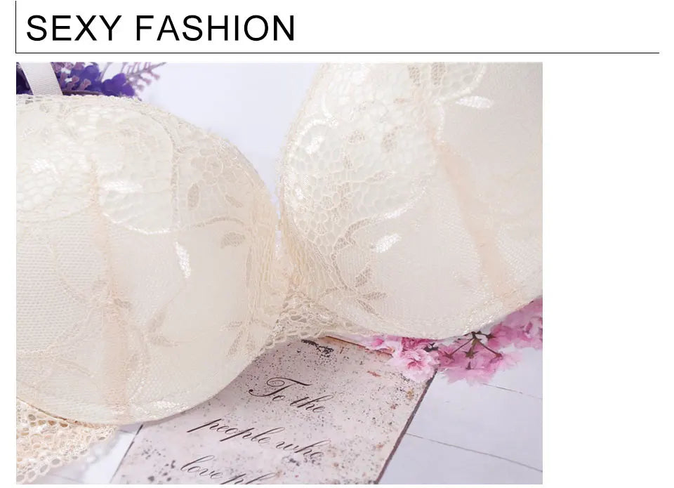 lingerie porno push up bra set intimates lace top and panties lace underwear set 3/4 cup underwear set women