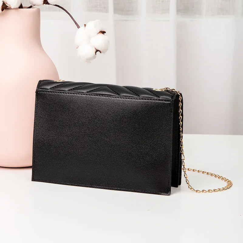 New Fashion Embroidered Mini Waterproof PU Bag Minimalist Fringe Chain Bag Handbag Women's Compact Square Crossbody Bag