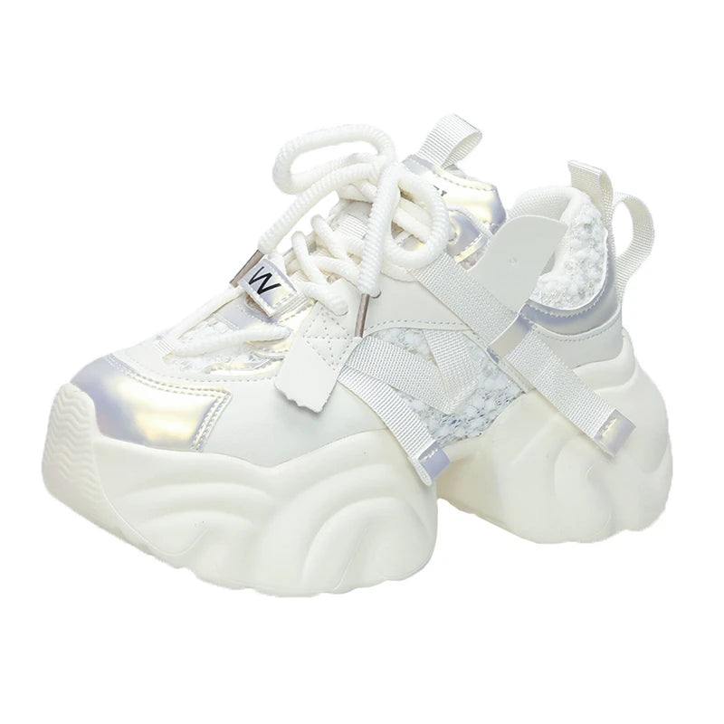7CM Fashion Spring Autumn Sneakers Women Lace Up Chunky Platform Sports Dad Shoes Woman Comfort Casual Shoes Zapatillas Mujer