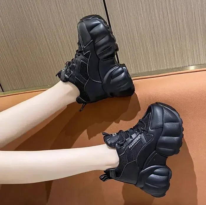 NEW Women Chunky Sneakers Internal 11CM High Platform Breathable Mesh Shoes Ladies Wedges Casual Shoes For Woman Sports Dad Shoe