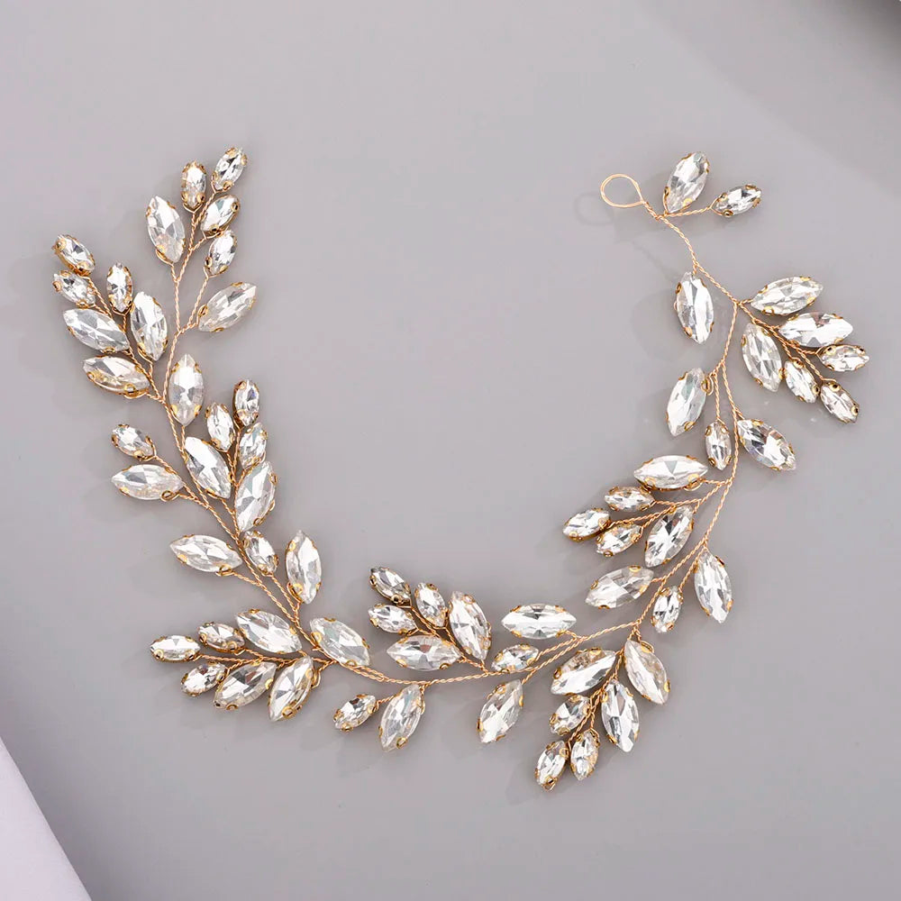Gold Wedding Head Jewelry Red Bridesmaid Headpieces Blue Handmade Rhinestone Headband Bridal Hair Accessories Tiaras For Women