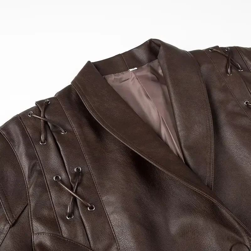 Oligai Spring Women's Casual Faux Leather Jacket Coat for 2025 Stunning PU Jacket Blouse for High Street