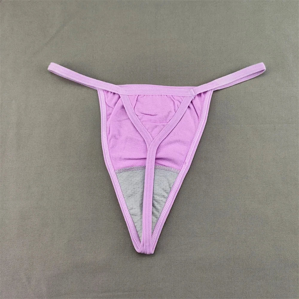 3 PCS Candy Color Cotton T-back Thong Women Pack Low Waist Thin Belt Ladies G-string Underwear Sports Sexy T-Pants