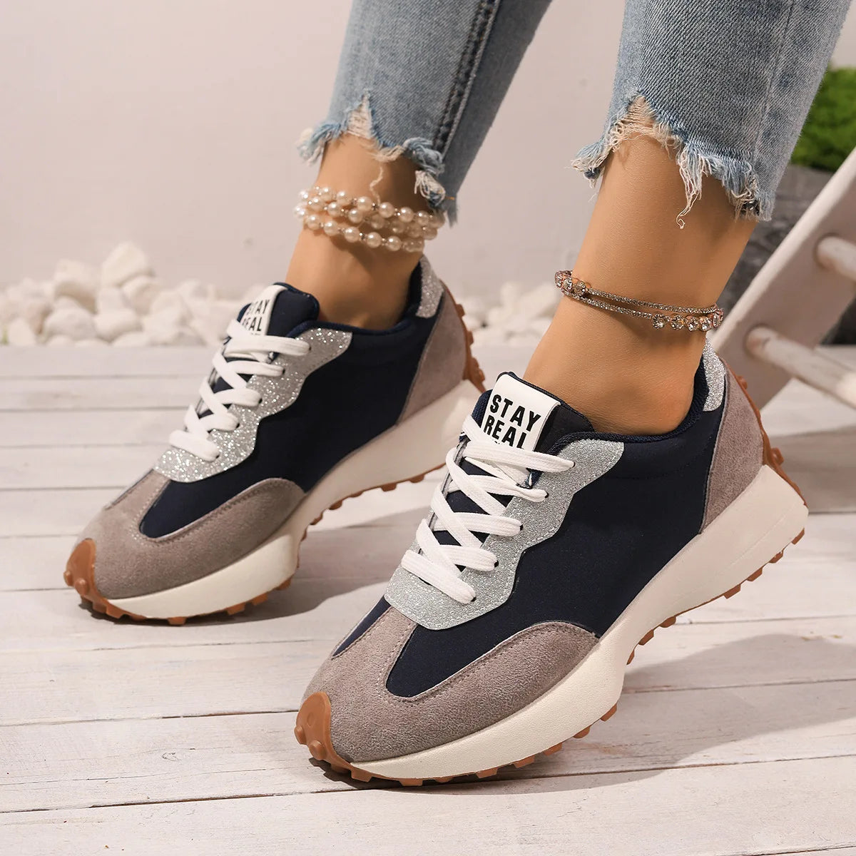 Women Sneakers Causal Walking Shoes Woman 2025 Autumn Fashion Lace Up Sports Platform Shoes Outdoor Non-slip Running Shoes