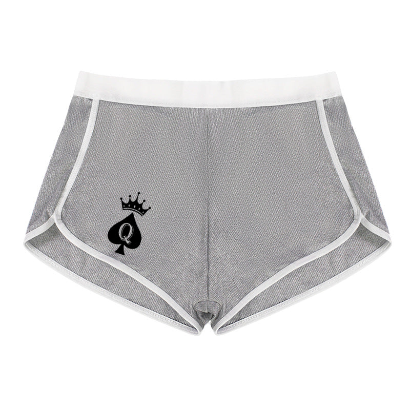 Queen of Spades Women's Sexy Boyshort Seamless Solid Color Mid-rise Women's Boxers Abdominal Lifting Hip Sports Youth Underwear
