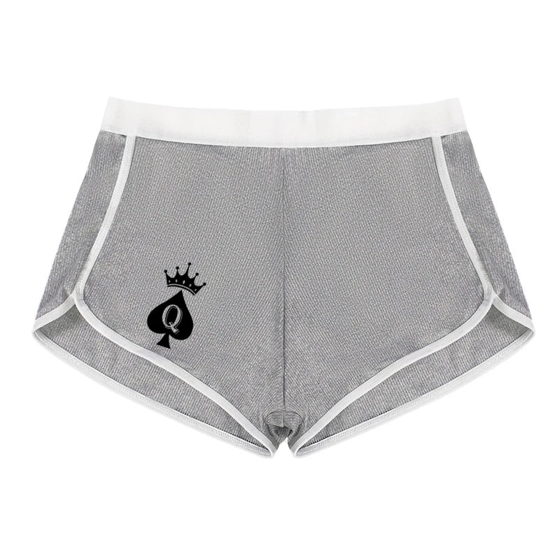 Queen of Spades Women's Sexy Boyshort Seamless Solid Color Mid-rise Women's Boxers Abdominal Lifting Hip Sports Youth Underwear