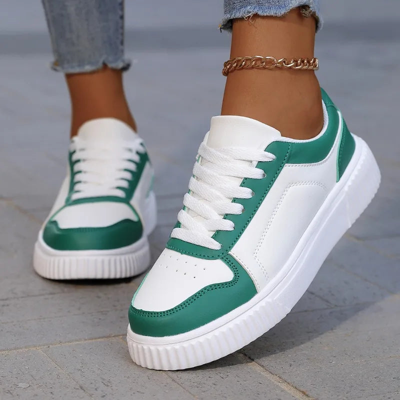 YRZL Women's Shoes Casual Vulcanize Shoes Ladies Classical Flats Walking Women's Sneakers Female PU Leather Sports Shoes Woman