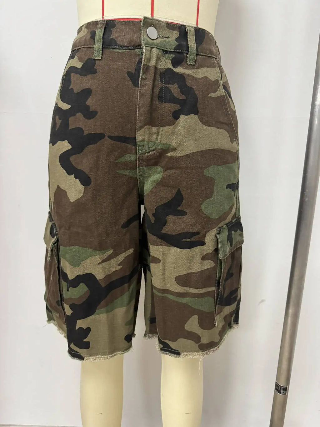 Women Camouflage Shorts Pants Cargo Trousers Knee Lenth Mid Waist Zipper Straight Loose Fit Y2k Streetwear Casual 2026 Summer