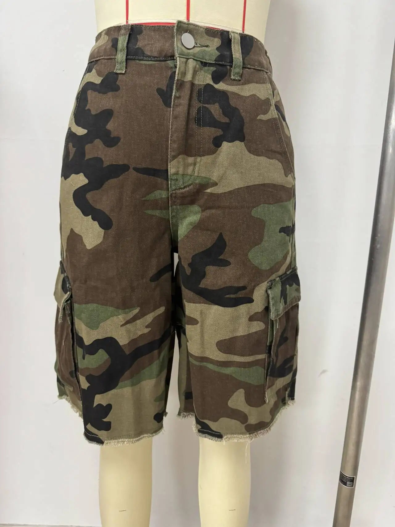 Women Camouflage Shorts Pants Cargo Trousers Knee Lenth Mid Waist Zipper Straight Loose Fit Y2k Streetwear Casual 2026 Summer