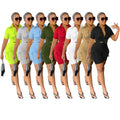 Women Shorts Two Piece Set Turn Down Collar Shirt Button Lace Up High Waist Short Sets Pockets Elegant Lady Streetwear Suit