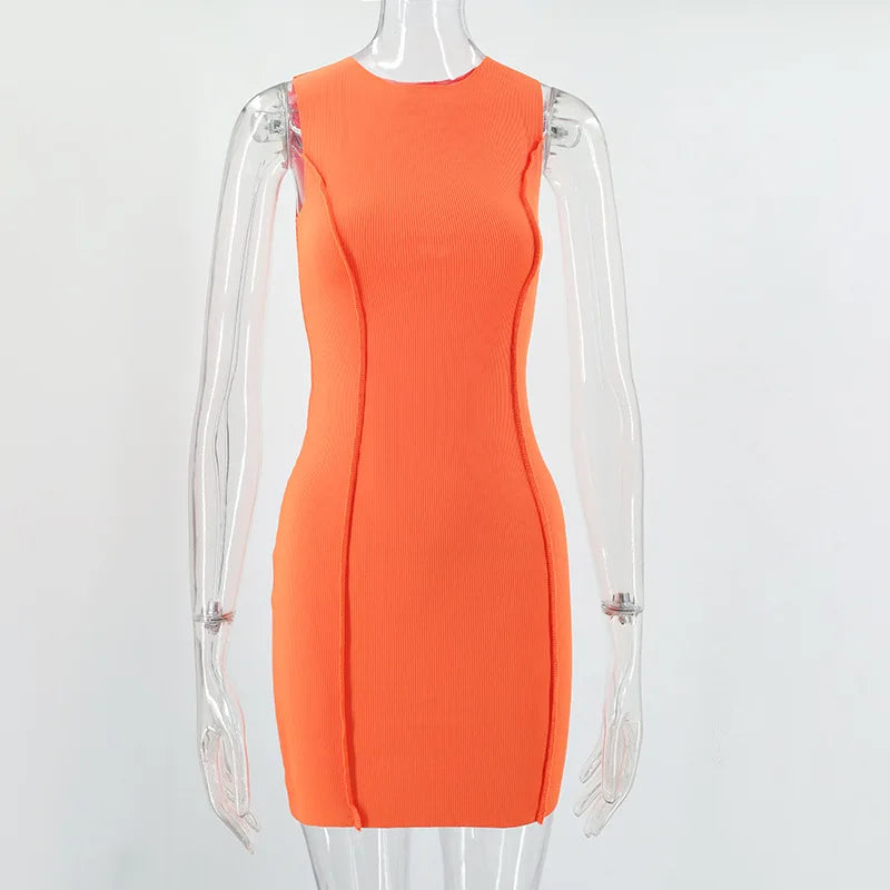 Sleeveless Bodycon Mini Dress Woman Slim Fashion Sexy Solid Vintage Party Evening Beach Kpop Cheap Clothes Short Dresses Women