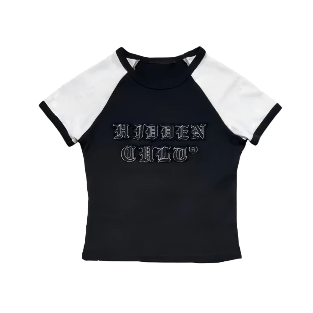 HLJ&GG Fashion Letter Y2K Shorts Two Piece Sets Women Round Neck Slim Crop Top And Shorts Outfits Summer New Hot Girl Streetwear