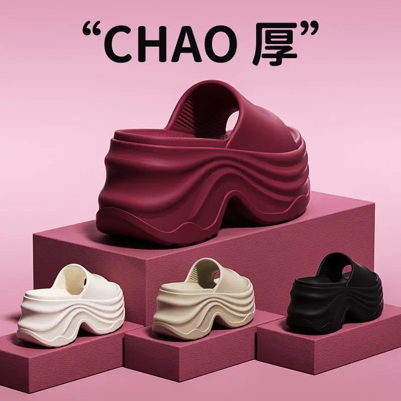 Chunky Platform Slippers for Women Summer 2026 Comfortable Wedge Heels Sandals Woman Solid Non Slip EVA Thick Sole Slides Shoes