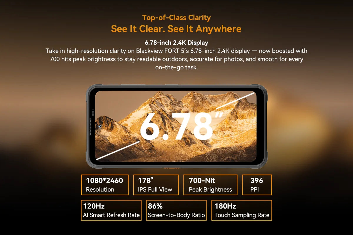 【World premiere】Blackview Fort 5 Rugged SmartPhone 6.78-inch 2.4K 120Hz Display 108Mp Camera 2W BOX Speaker IP68&IP69K Cellpho