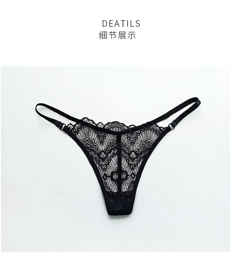 SP&CITY Low Waist Thin Transparent Thongs Lace Women's Underpants Sexy See Through Panties Erotic Hollow Out Seamless Briefs