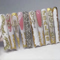 Handmade Crocodile Print Y2K Pink Custom XXXL Long Square Press On Nails Acrylic False Nail Tips Bling Fake Nail With Glue Party