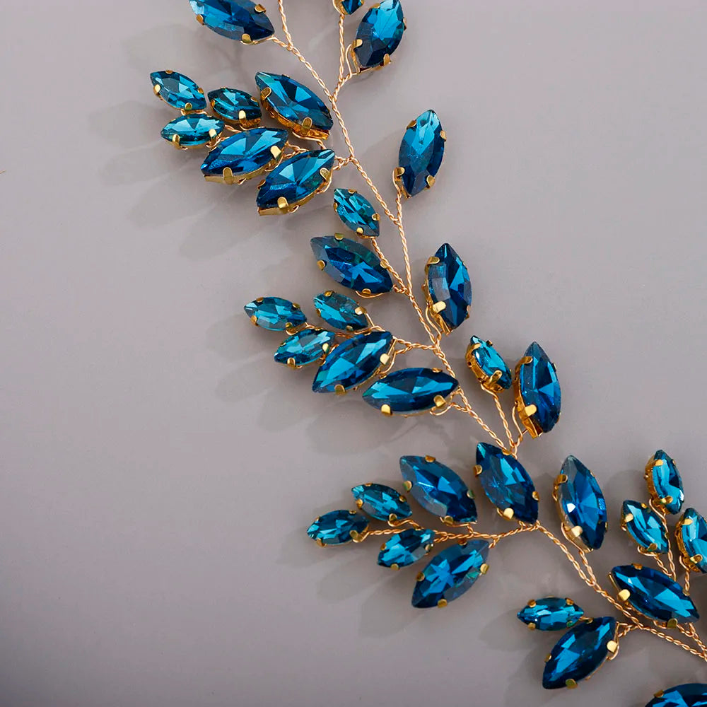 Gold Wedding Head Jewelry Red Bridesmaid Headpieces Blue Handmade Rhinestone Headband Bridal Hair Accessories Tiaras For Women