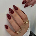 24Pcs Long Almond False Nails French Cherry Red Color Fake Nials Press on Nails Fake Nails DIY Manicure Detachable Nail Tips