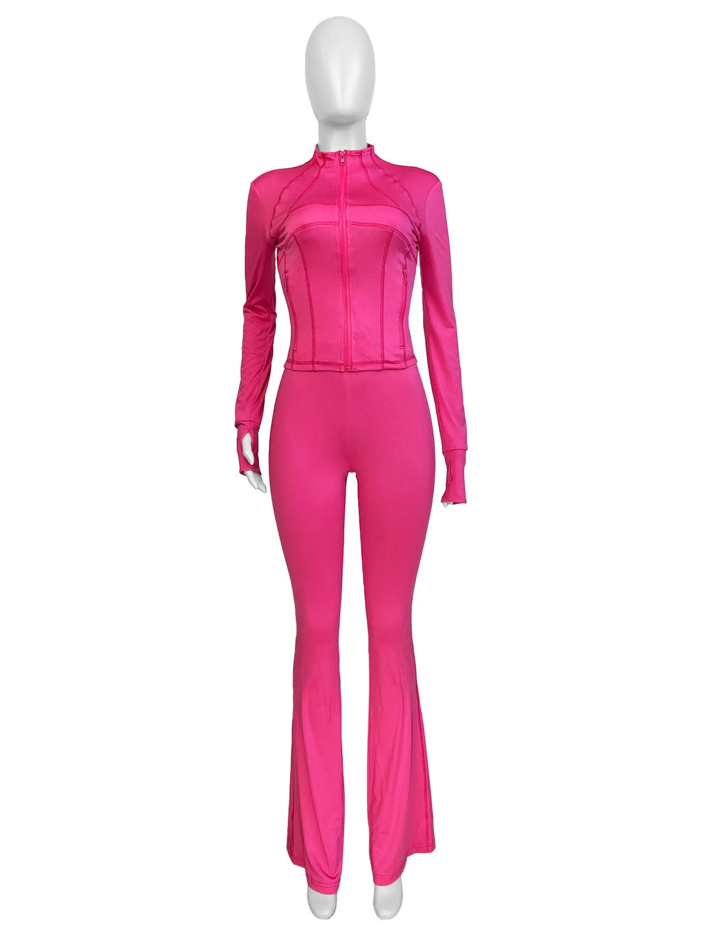 Women 2 Two Piece Outfits Casual Sports Workout Sets Bodycon Tracksuit Long Sleeve Zip Up Jacket Jogger Matching Sweat Pants Set