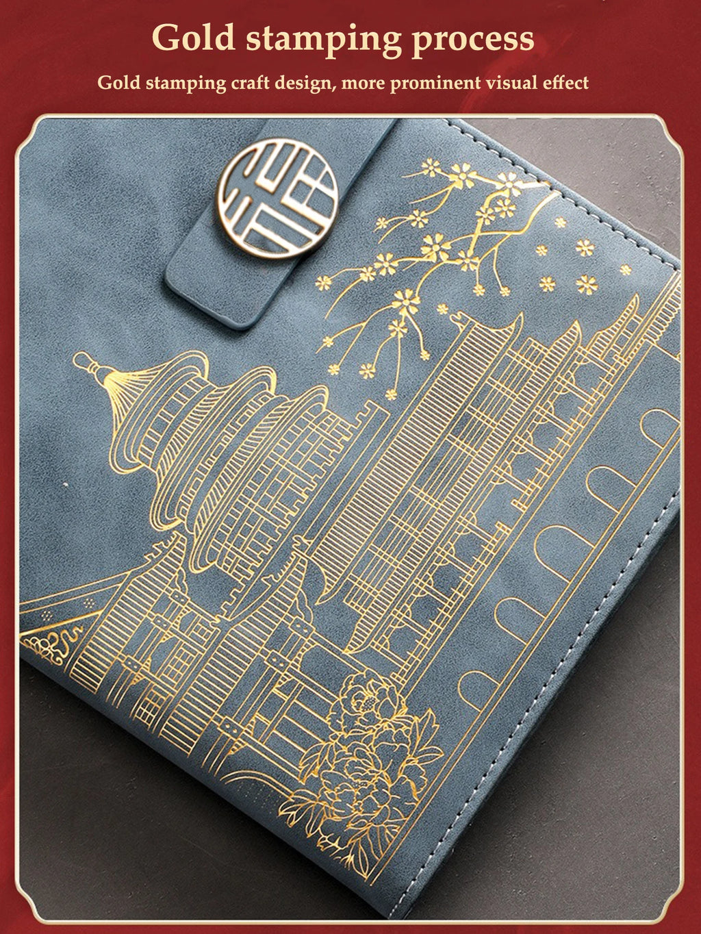 A5 Chinese Style Leather Planner Notebook Simple Thickened Enclosed Iron Buckle Suitable for School Students and Office Use