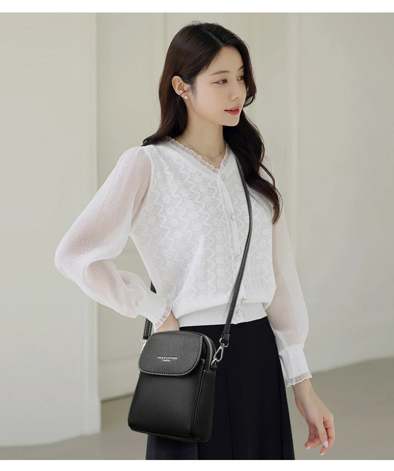 Luxury Leather Women Purse Fashion Female Handbag Brand Designer Shoulder Crossbody Bag High Quality Mobile Phone Bag Wallet