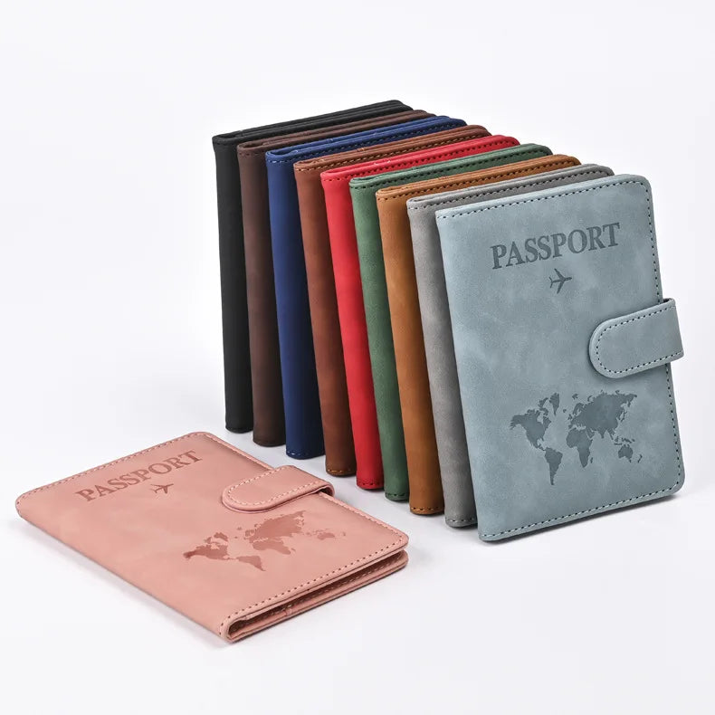 Women Men Travel Passport Holder Cover Case PU Leather Credit ID Card Holder Case Ticket Protective Wallet Bags