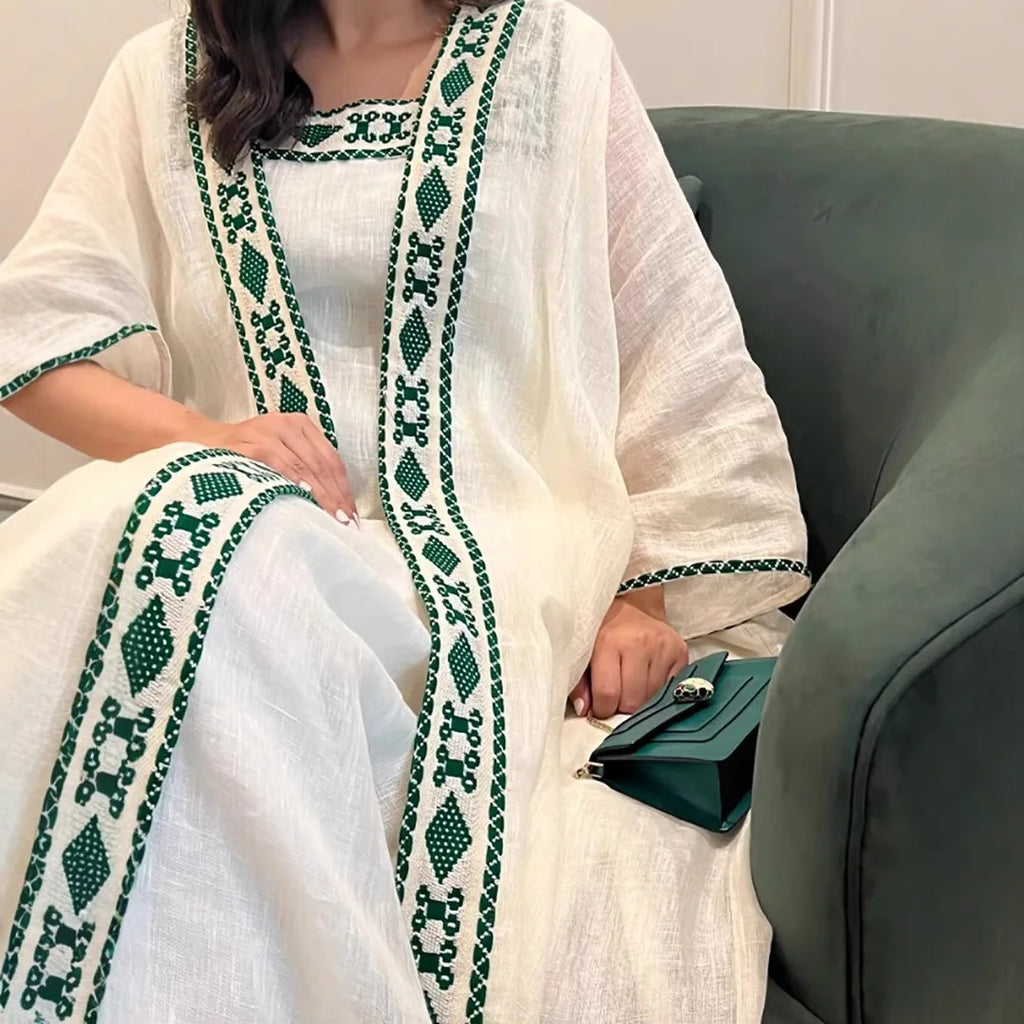 Muslim Dress 2 Piece Sets Women Modest Open Abaya Suit Dresses Cardigan Robe Morocco Dubai Kaftan Vestidos Jalabiya Outfits 2025