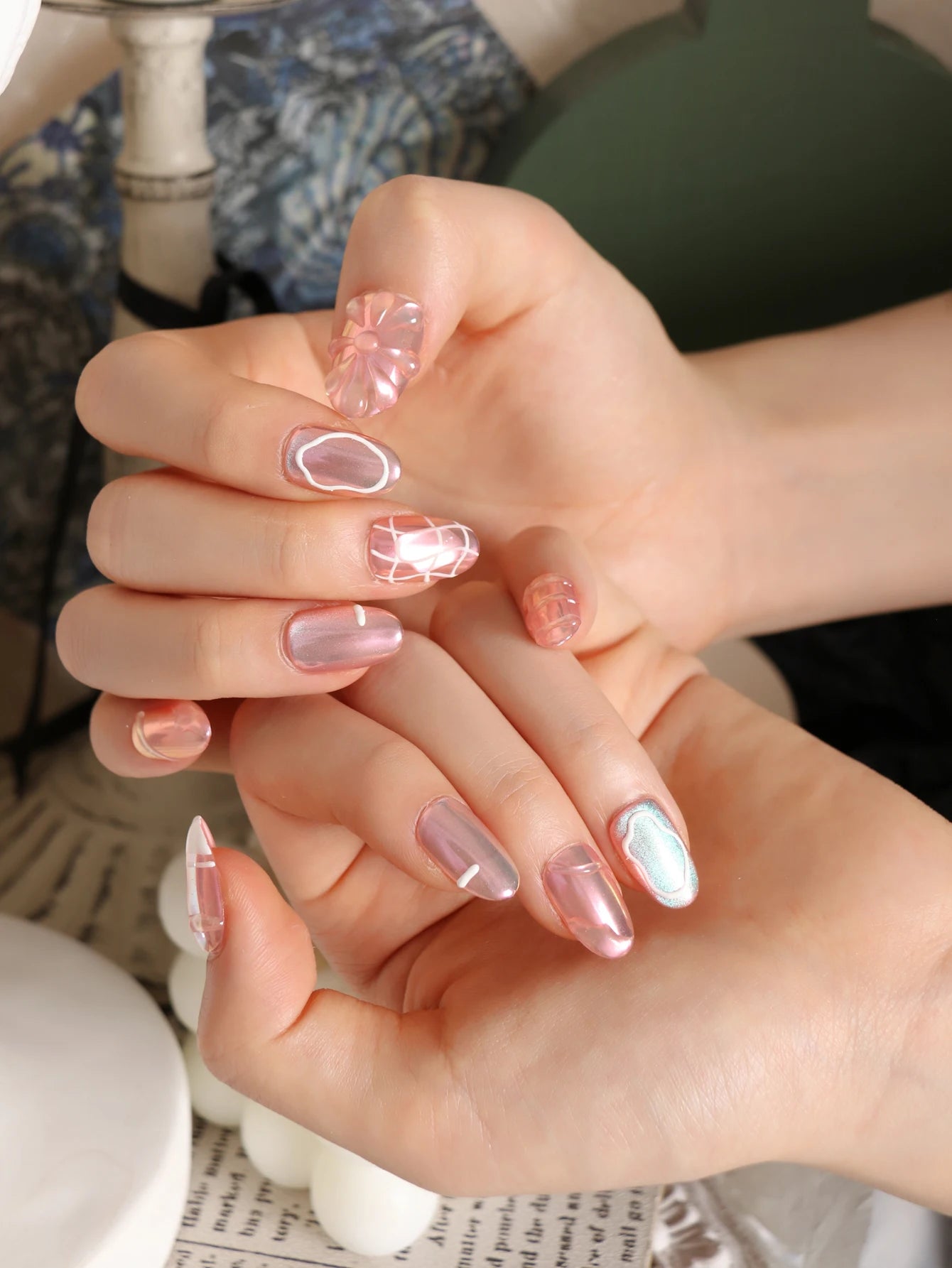 10Pcs Press on Nails Short Brown Nails Halation Acrylic Press on Nails Fake Nails Includes 1 Sheet Adhesive Tabs & 1 Pc Mini File