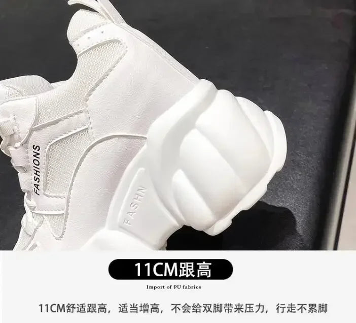 NEW Women Chunky Sneakers Internal 11CM High Platform Breathable Mesh Shoes Ladies Wedges Casual Shoes For Woman Sports Dad Shoe