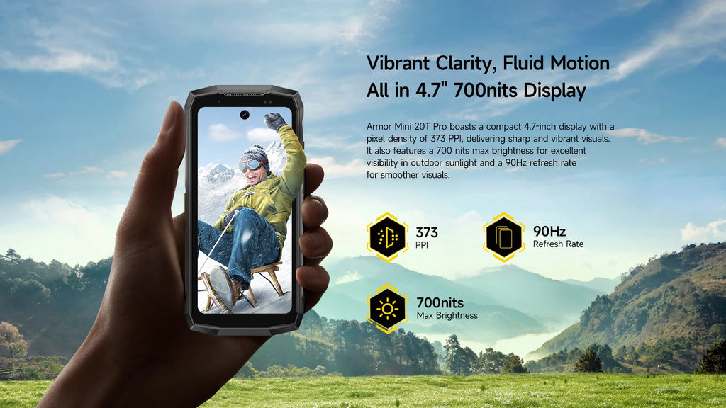 Ulefone Armor Mini 20T Pro 5G  4.7" Display  Rugged Phone LED Light Android 14 Smartphone 6200mAh 16GB+256GB 33W Mobile Phone