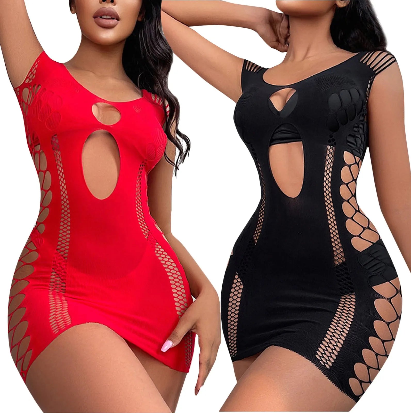 Night Club Wear High Elasticity Fishnet Dress Fashion Adult Sexy Clothing Erotic Short Dress Sex Games Toy Black Tight Skirt