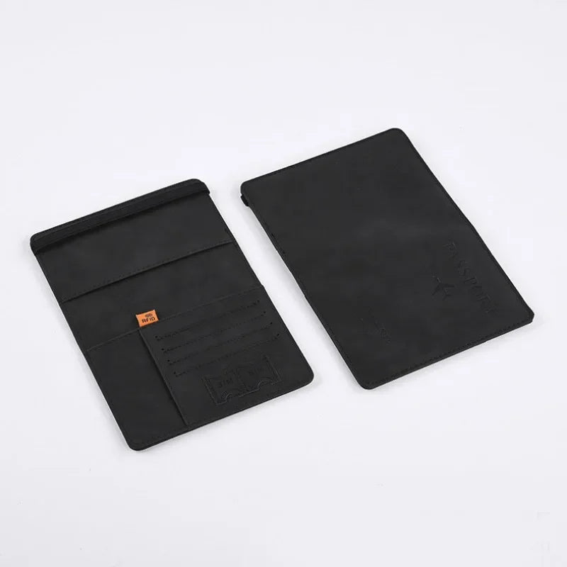 Women Men Travel Passport Holder Cover Case PU Leather Credit ID Card Holder Case Ticket Protective Wallet Bags