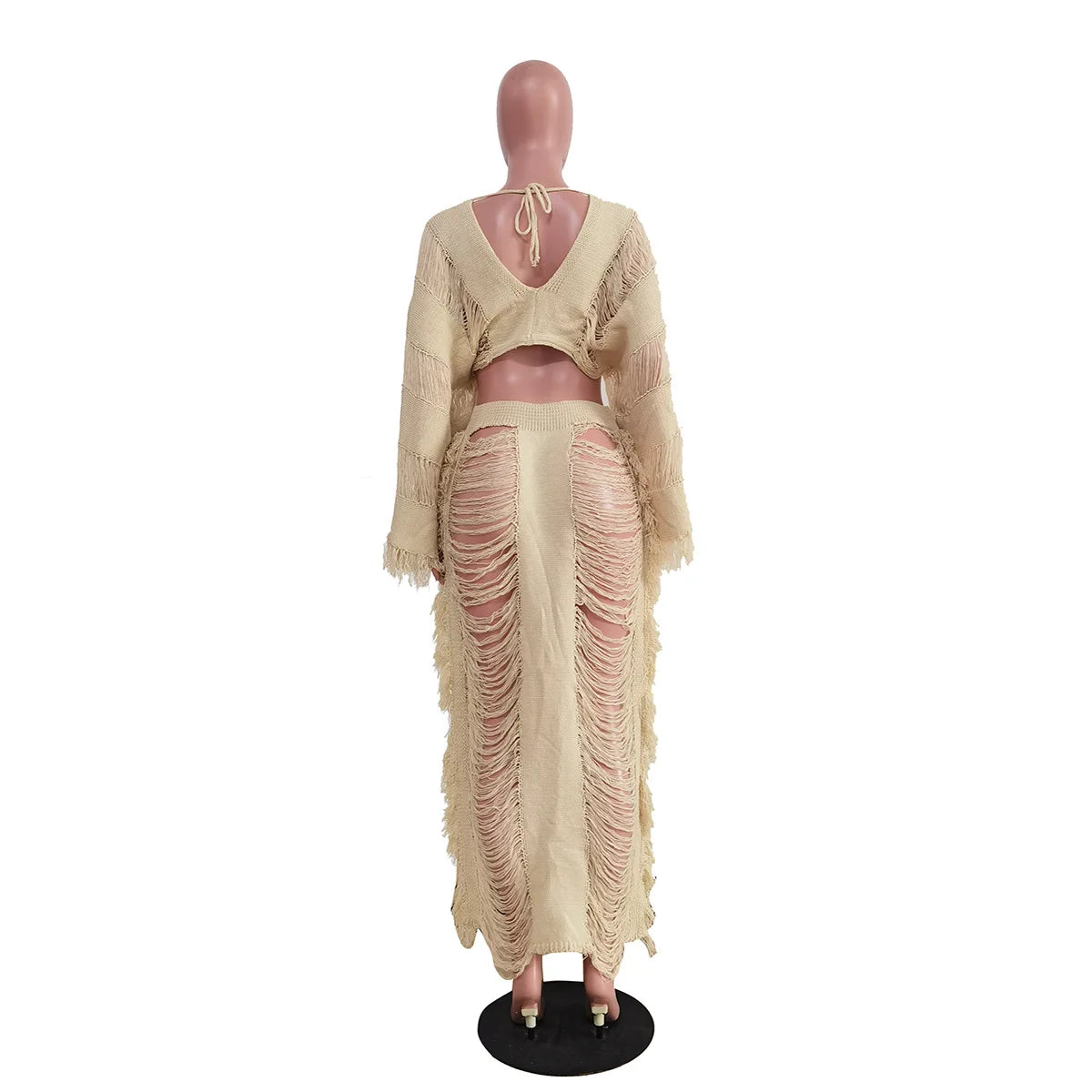 Swimwear Skirt Cover-up 2 Piece Set Women Crop Tops And Long Skirt Bathing Suit Fashion Solid Hollow Sexy Beach Cover Up Outfits