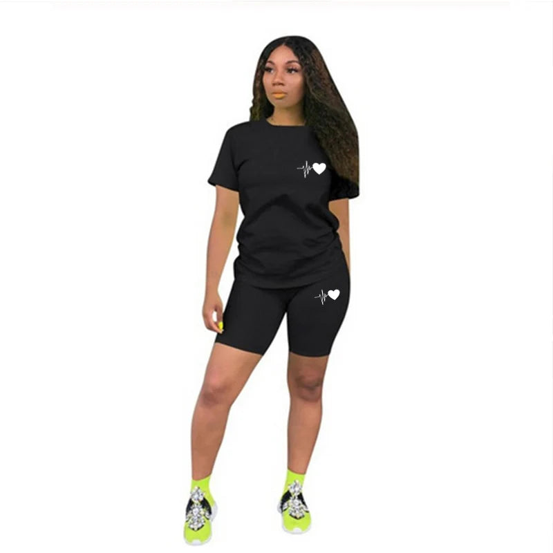Comfort Quality Casual Woman Clothing Summer Two Piece Set Women Tracksuit T-Shirts O-Neck Shorts Daily Short Sleeve Hot Sales