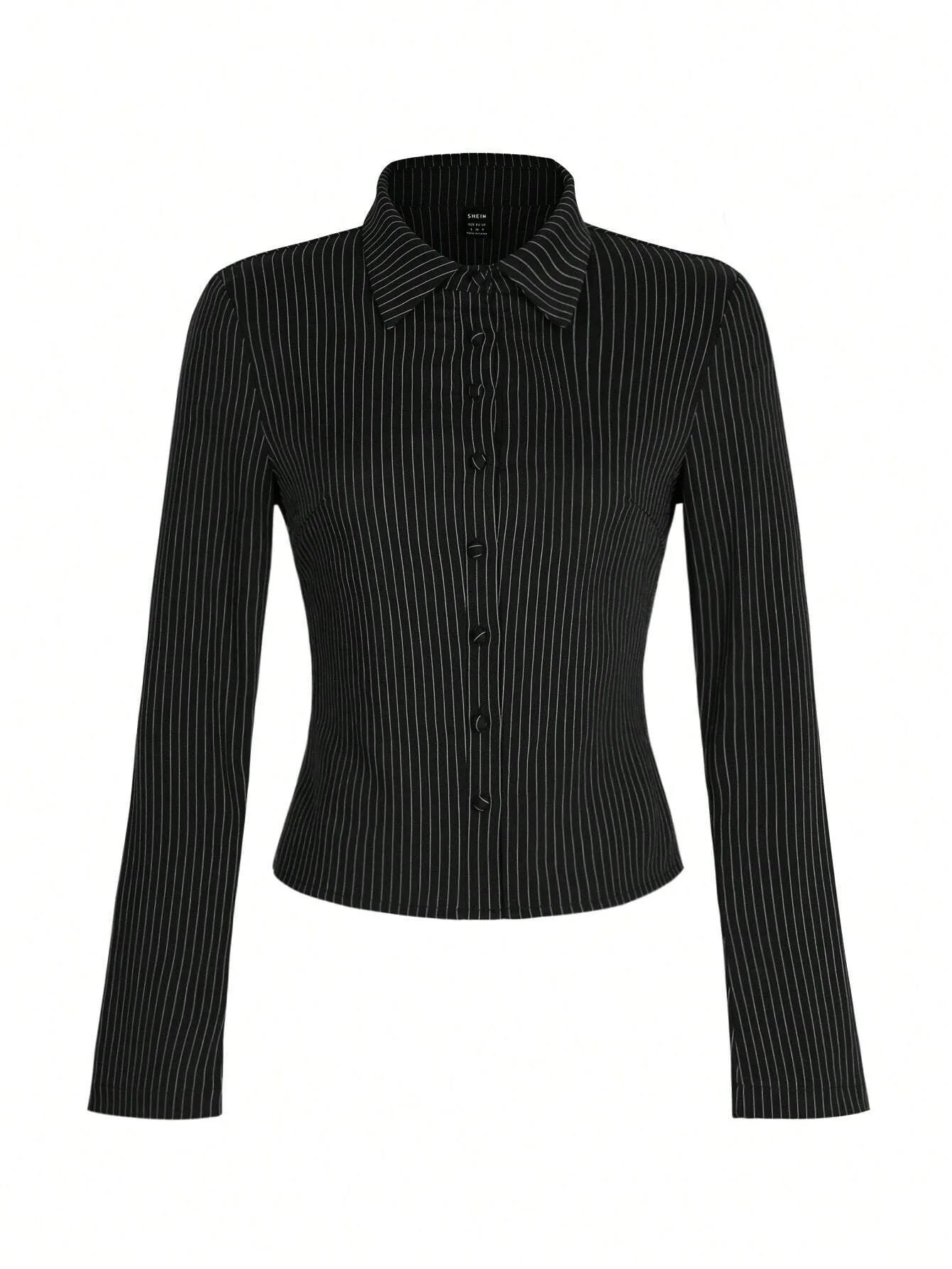 2025 Spring and Autumn New Fashionable and Casual Versatile V-neck Striped Temperament Slimming Long sleeved Shirt Top