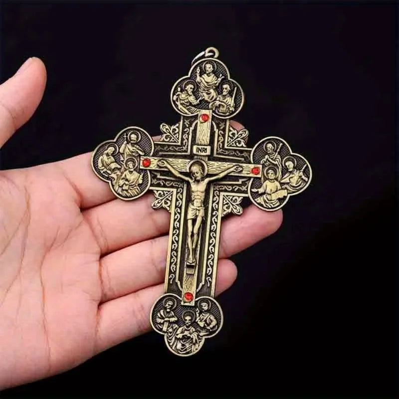 Religious Crucifix Christian Jewelry Cross Pendant Saint Benedict Cross Pattern Pendant Pendant Necklace.120*90mm