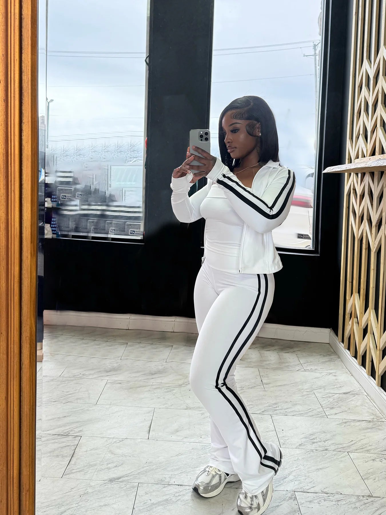 CM.YAYA Women's Set Long Sleeve Cargidan +strapless and Striped Pants Suit Three 3 Piece Set 2025 Street Active Outfit Tracksuit
