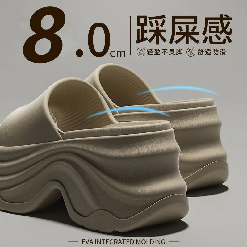 Chunky Platform Slippers for Women Summer 2026 Comfortable Wedge Heels Sandals Woman Solid Non Slip EVA Thick Sole Slides Shoes