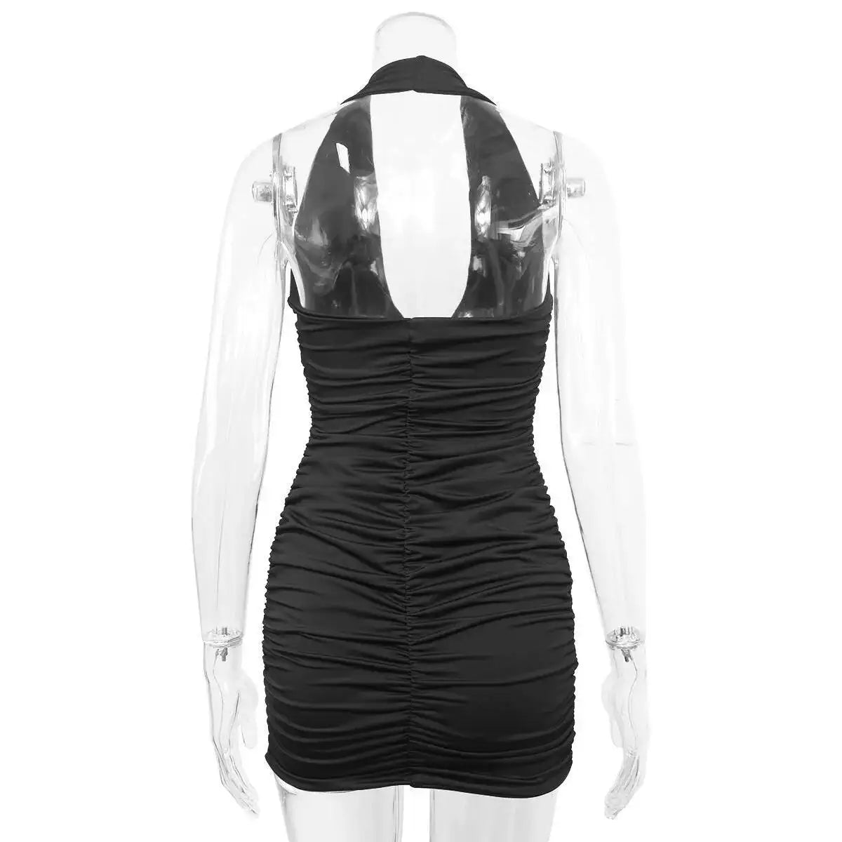 Sexy Deep V Evening Party Sleeveless Backlss Dress Summer Short White Halter Dresses Women Tight Club Mini Dress Clubwear TNP8