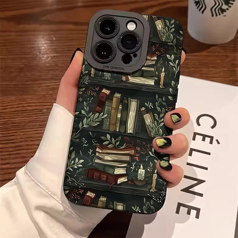 Creative Beautiful Book Pattern Phone Case For iPhone 11 12 13 14 15 16 17 Air Pro Max 16E 7 8 Plus X XR XS SE2 Shockproof Cover
