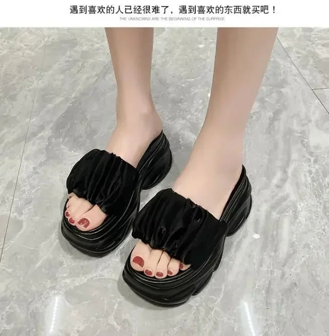 NEW Women Summer Chunky Sandal Platform Slipper 9CM High Heels Ladies Hollow Out Slides Beach Flip-Flop Woman Sandalias De Mujer