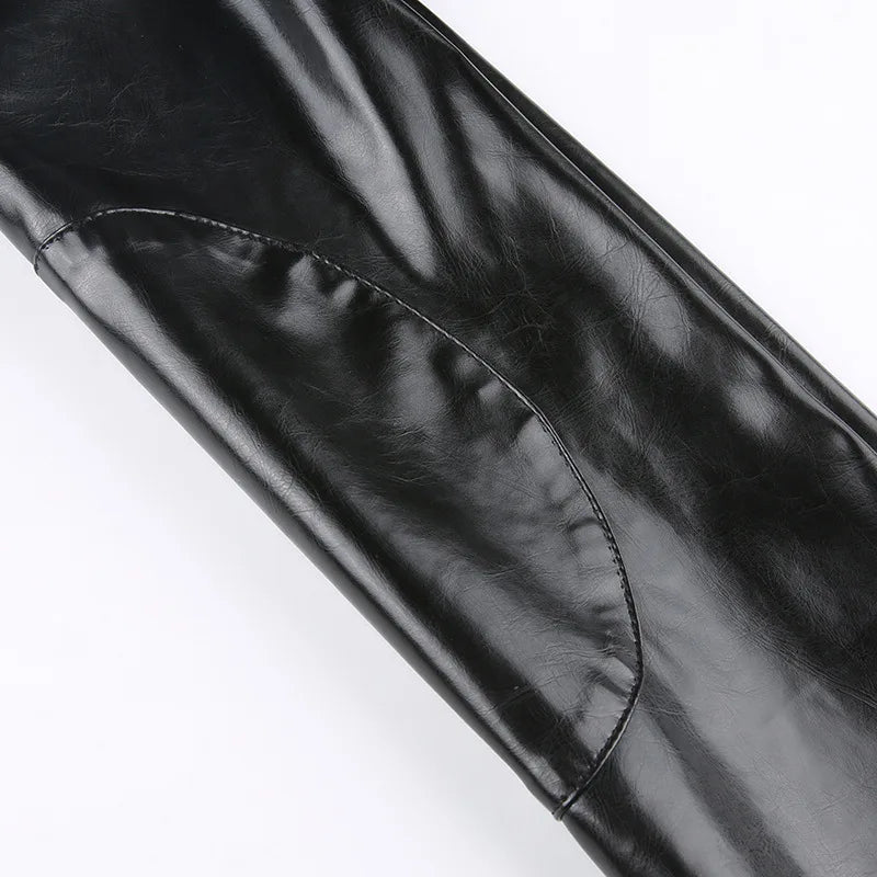 FAGADOER Y2k Punk Gothic Leather Jacket Women Cropped Lapel Letter Embroidery Moto Jackets Coat Short Female Streetwear 2025 New