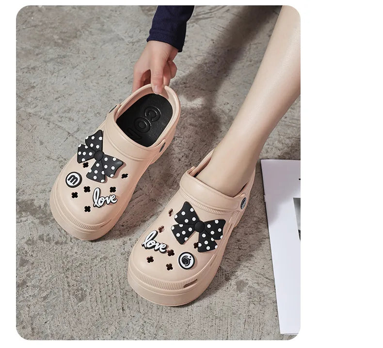 Women Chunky Platform Sandals New Summer Soft Thick Sole Diy Clogs Garden Shoes Woman Closed Toe Non-Slip Beach Slides Sandals