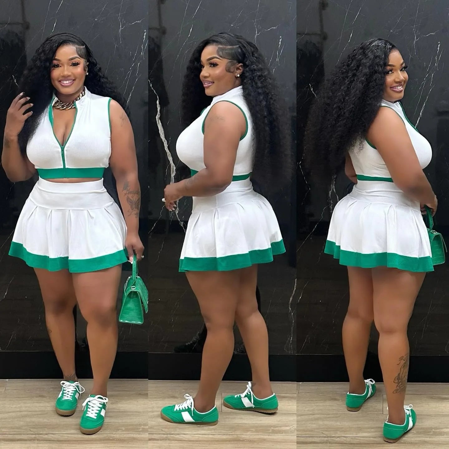 Women Two Piece Sets Shorts Skirt Set Zipper Sleeveless Sexy Tops Short Skirts A Line High Waist Y2k Streetwear Elegant Work
