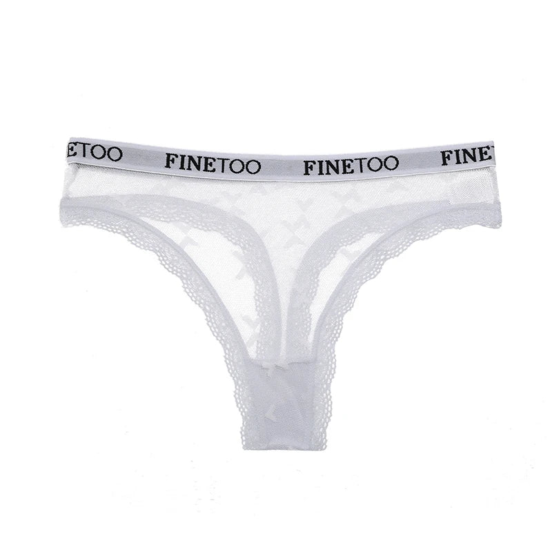 Sexy Lace Women's Thong FINETOO Perspective Thongs Women Panties Low Waist T-Back Female Underpants Soft Breathable Lingerie