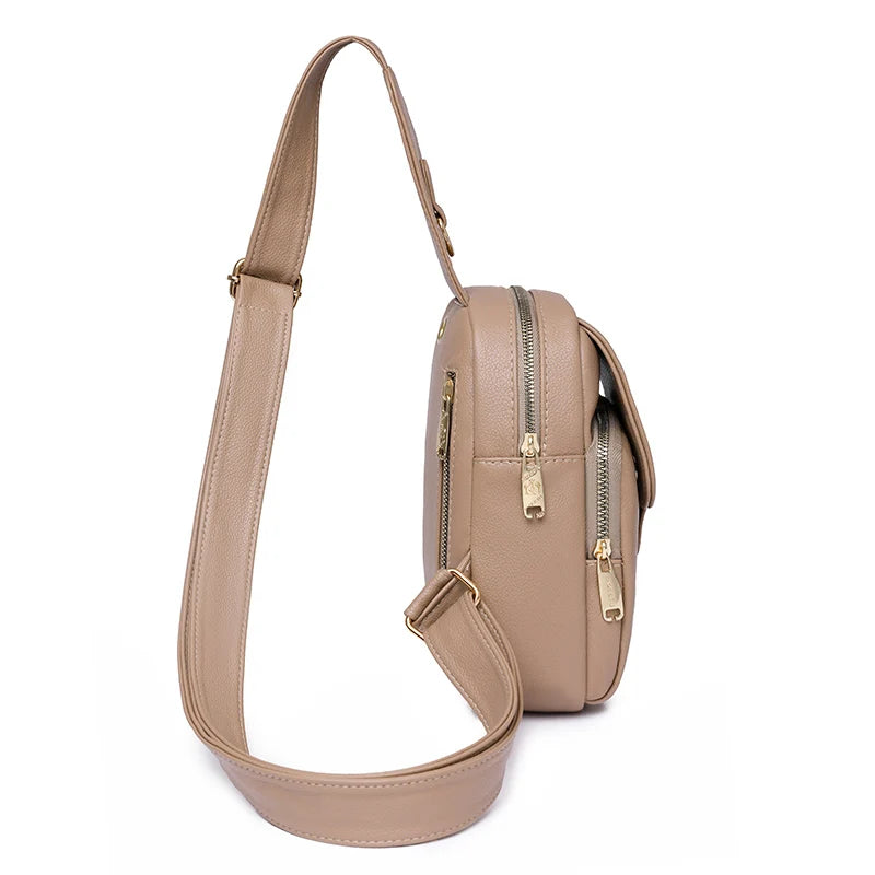 Women Bag Chest Bags Soft PU Leather New Trend Bags Female Crossbody Bag Shoulder Messenger Bags Multiple Pockets Pack Designer