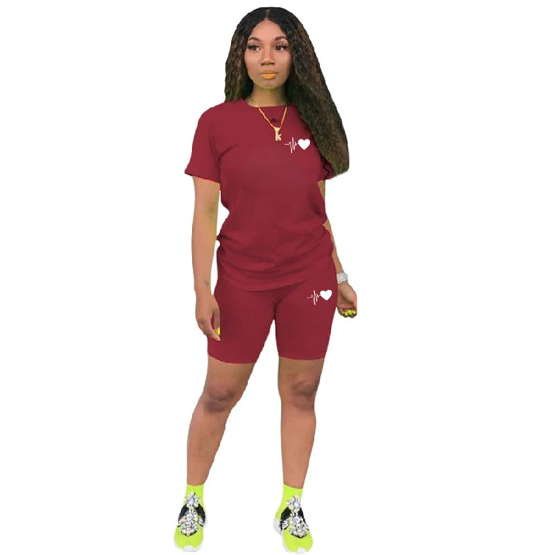 Comfort Quality Casual Woman Clothing Summer Two Piece Set Women Tracksuit T-Shirts O-Neck Shorts Daily Short Sleeve Hot Sales